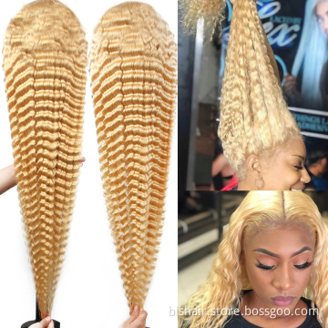 613 Honey Golden Wig 30 32 inches 13x4 Lace Forehead Wig Brazil Remy Body Wavy Lace Front Wig Ladies Human Hair 100%human hair
